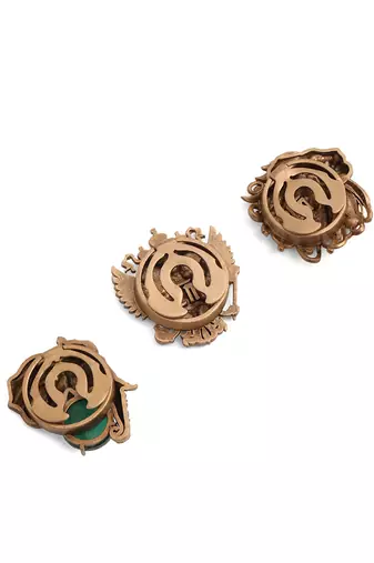 Oxidised antique gold plated green button cover