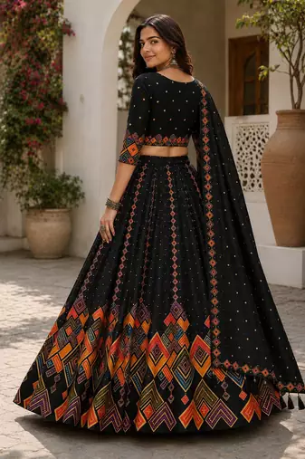 Black Color Smart And Trendy Festive Special Girlie Lehenga Choli