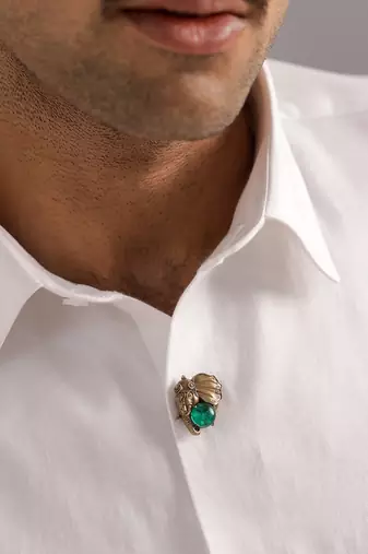 Oxidised antique gold plated green button cover