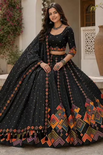 Black Color Smart And Trendy Festive Special Girlie Lehenga Choli