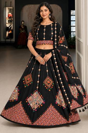 Black Color Smart And Trendy Festive Special Girlie Lehenga Choli
