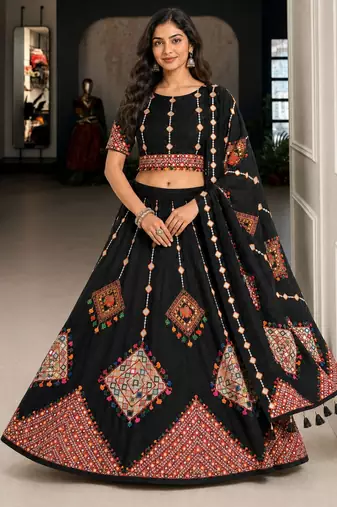 Black Color Smart And Trendy Festive Special Girlie Lehenga Choli