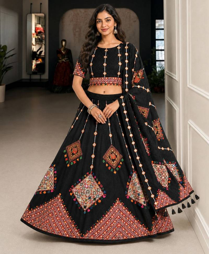 Black Color Smart And Trendy Festive Special Girlie Lehenga Choli
