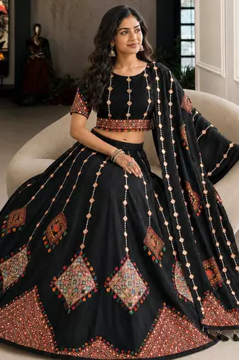 Black Color Smart And Trendy Festive Special Girlie Lehenga Choli