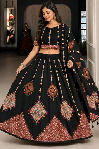Black Color Smart And Trendy Festive Special Girlie Lehenga Choli
