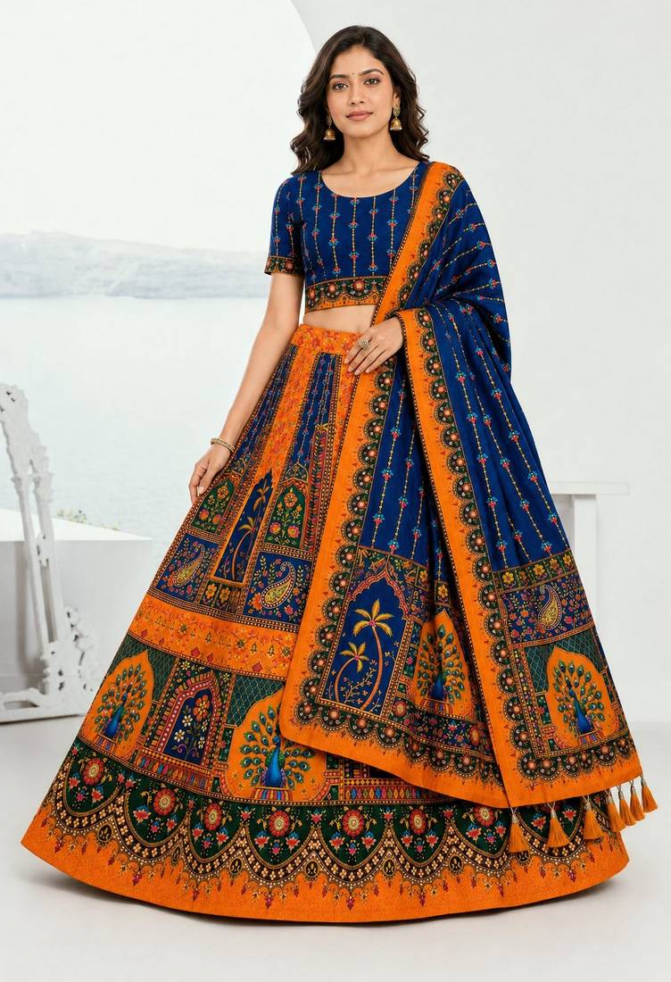 Blue Color Smart And Trendy Festive Special Girlie Lehenga Choli