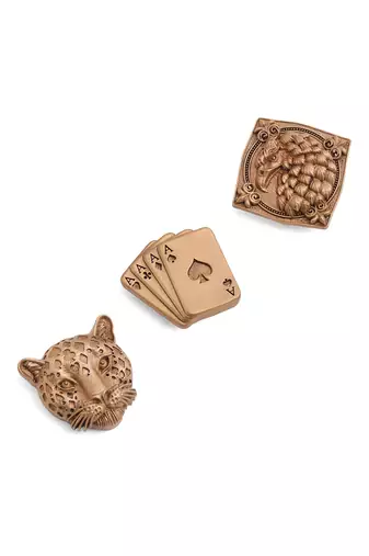 Oxidised antique gold plated cards motif button cover
