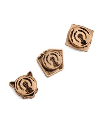 Oxidised antique gold plated cards motif button cover 3