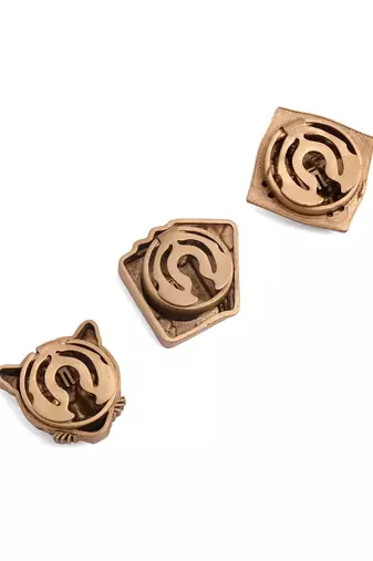 Oxidised antique gold plated cards motif button cover