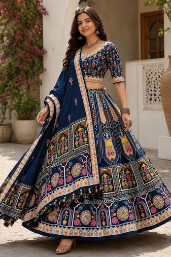 Blue Color Smart And Trendy Festive Special Girlie Lehenga Choli
