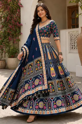 Blue Color Smart And Trendy Festive Special Girlie Lehenga Choli