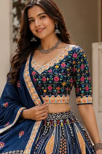 Blue Color Smart And Trendy Festive Special Girlie Lehenga Choli
