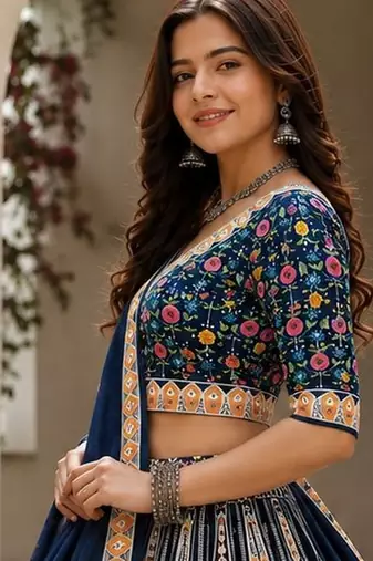 Blue Color Smart And Trendy Festive Special Girlie Lehenga Choli
