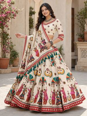 Cream Color Smart And Trendy Festive Special Girlie Lehenga Choli 1