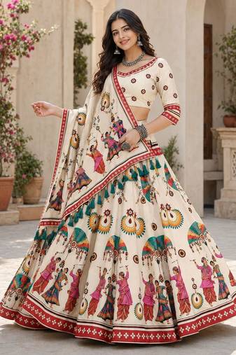 Cream Color Smart And Trendy Festive Special Girlie Lehenga Choli