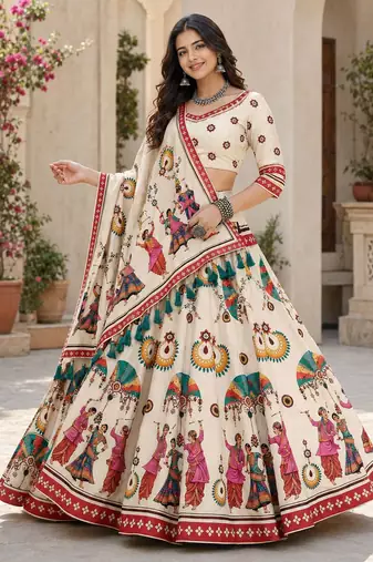 Cream Color Smart And Trendy Festive Special Girlie Lehenga Choli