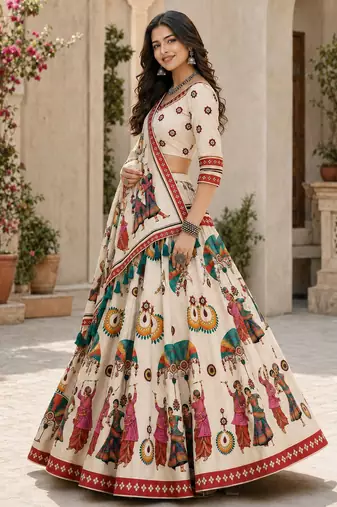 Cream Color Smart And Trendy Festive Special Girlie Lehenga Choli