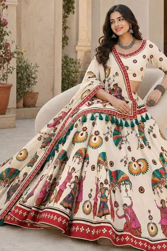 Cream Color Smart And Trendy Festive Special Girlie Lehenga Choli