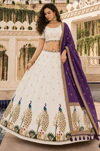 Off White Color Smart And Trendy Festive Special Girlie Lehenga Choli