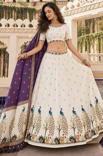 Off White Color Smart And Trendy Festive Special Girlie Lehenga Choli