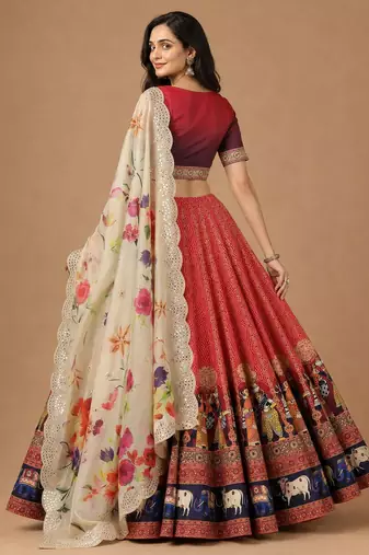 Red Color Smart And Graceful Satin Silk Lehenga Choli For Fancy Girlie Looks
