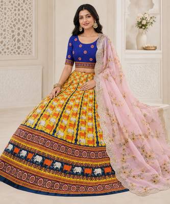 Blue Color Smart And Graceful Satin Silk Lehenga Choli For Fancy Girlie Looks 3