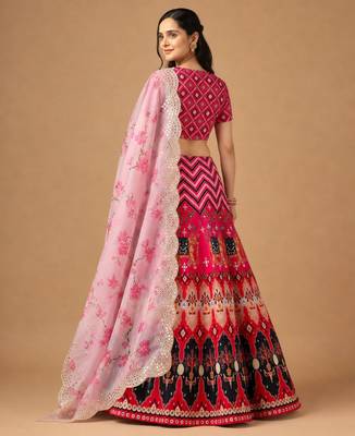 Pink Color Smart And Graceful Satin Silk Lehenga Choli For Fancy Girlie Looks 2