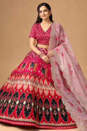 Pink Color Smart And Graceful Satin Silk Lehenga Choli For Fancy Girlie Looks