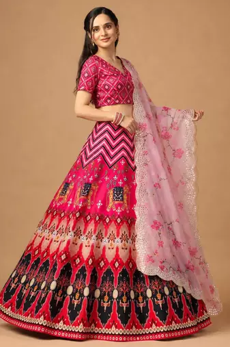 Pink Color Smart And Graceful Satin Silk Lehenga Choli For Fancy Girlie Looks