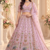 Lavender Color Crystal Beads,Sequence And Zari Embroidery Work Net Lehenga Choli