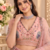 Peach Color Crystal Beads,Sequence And Zari Embroidery Work Net Lehenga Choli