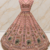 Peach Color Crystal Beads,Sequence And Zari Embroidery Work Net Lehenga Choli