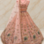 Peach Color Crystal Beads,Sequence And Zari Embroidery Work Net Lehenga Choli