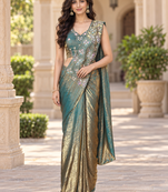 butterfly sequin work nc satin ready to wear saree with stitched blouse