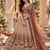 Brown Color Crystal Beads,Handwork,Stone,Thread And Sequins Work Silk_Blend Lehenga Choli