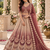 Onion Pink Color Crystal Beads,Handwork,Stone,Thread And Sequins Work Silk_Blend Lehenga Choli