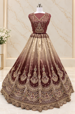 Onion Pink Color Crystal Beads,Handwork,Stone,Thread And Sequins Work Silk_Blend Lehenga Choli 3