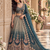 Teal Color Crystal Beads,Handwork,Stone,Thread And Sequins Work Silk_Blend Lehenga Choli