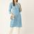 Blue cotton sanganeri printed sleeveled straight kurta