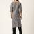 Grey cotton sanganeri printed sleeveled straight kurta