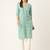 Green cotton sanganeri printed sleeveled straight kurta