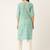 Green cotton sanganeri printed sleeveled straight kurta