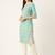 Green cotton sanganeri printed sleeveled straight kurta