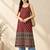 Maroon cotton ajrak printed sleeveless straight kurta