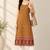 Yellow cotton ajrak printed sleeveless straight kurta