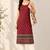 Maroon cotton ajrak printed sleeveless straight kurta