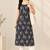 Navy cotton printed sleeveless straight kurta