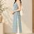Blue cotton printed sleeveless straight kurta