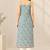 Blue cotton printed sleeveless straight kurta