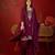 Wine embroidery vichitra silk kurta with pant and duptta